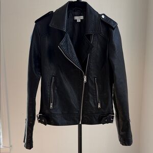 Black Leather Moto Jacket - Women